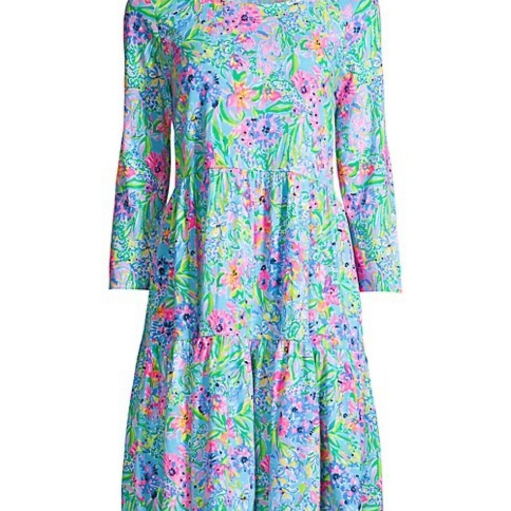Lilly Pulitzer Geanna Swing Dress in Amalfi Blue Alligator Isle XXL
